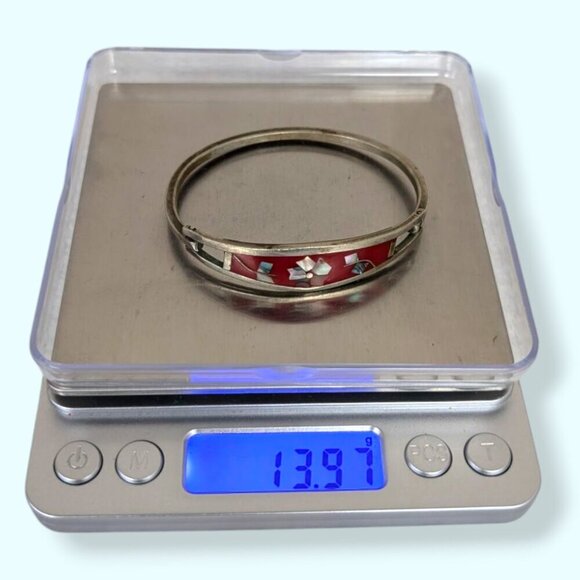 Vintage MOP Alpaca "Silver" Floral Bracelet - Picture 6 of 6